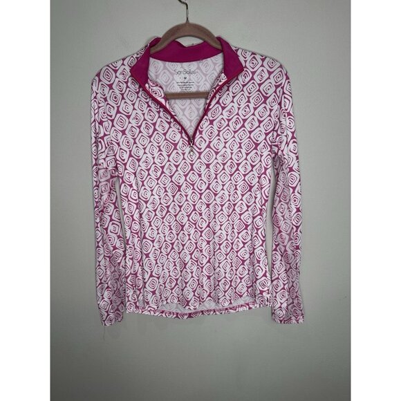 San Soleil Tops - San Soleil Soltex Lux Cooling shirt Size Medium Pink Geometric UPF 50 Vented